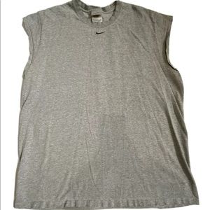Vintage 1990s Nike Center Check Middle Swoosh Tank Top T-Shirt Grey XL White Tag